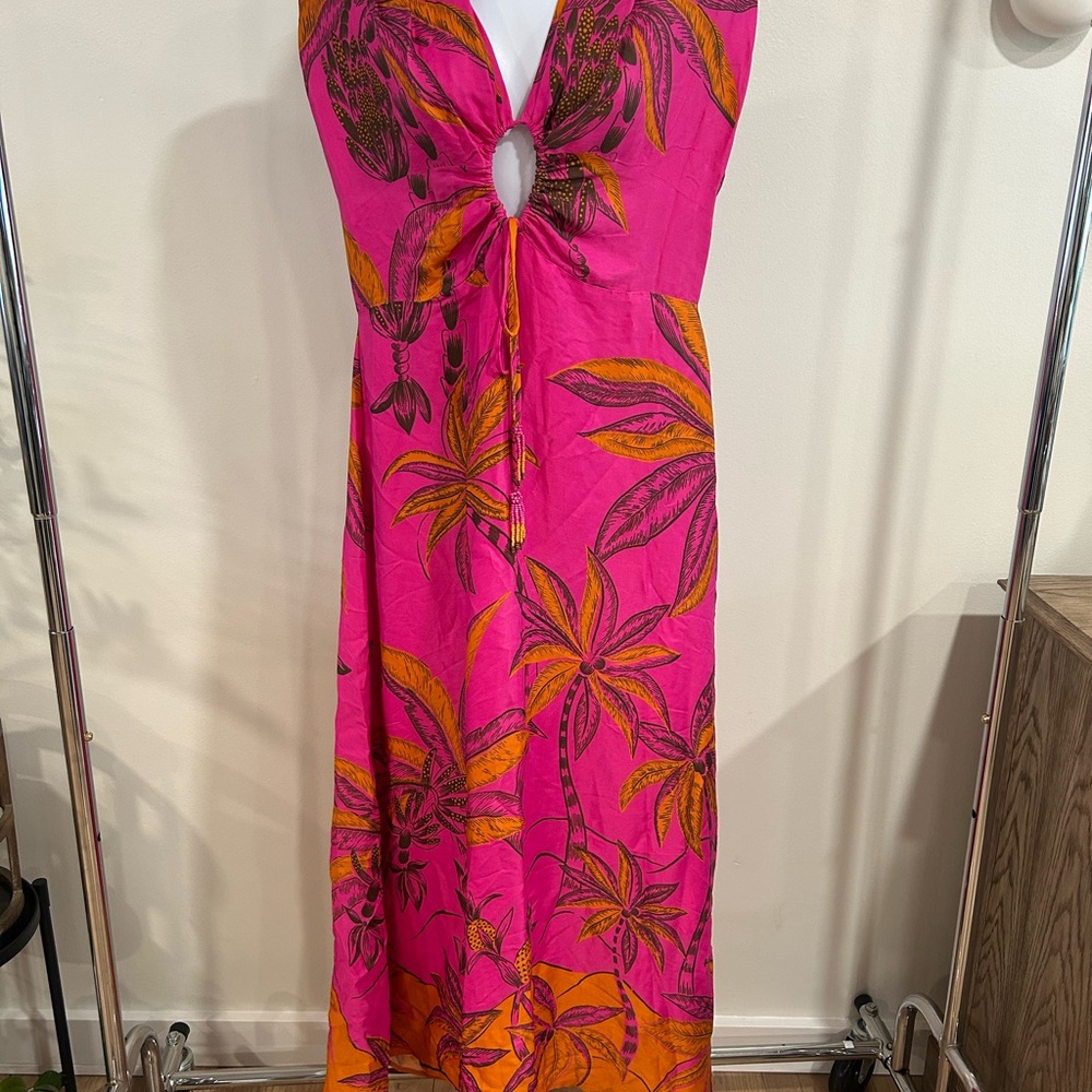 FARM Rio Tropical Pink and Orange Maxi Dress